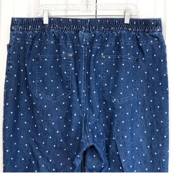 CW Classics Blue Denim Polka Dot Print Pull-On Jean Capris - Picture 9 of 14